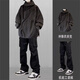 安初夏工裝連帽外套男生套裝春秋季寬松機能風(fēng)沖鋒衣夾克男裝搭配兩件套 工裝外套黑+工裝褲黑【兩件套】 XL