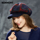卡蒙（Kenmont）羊毛鴨舌貝雷帽子女式秋冬天毛呢英倫八角帽加厚保暖韓版2615 藏青色 可調(diào)節(jié)(57.5cm)