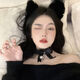 妙占貓耳朵發(fā)箍性感甜辣項圈情人節女友貓女郎頭飾鎖骨鏈網(wǎng)紅可愛(ài) 黑色發(fā)箍+大鈴鐺項圈