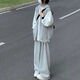 矜持范單/套裝春秋開衫連帽秋季衛(wèi)衣女衛(wèi)衣拉鏈馬甲女學(xué)生風(fēng)寬松闊腿褲 灰色馬甲+白衛(wèi)衣+灰褲子 S 建議【6085斤】