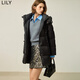 LILY冬新款女裝純色百搭立領(lǐng)連帽寬松面包服90白鴨絨羽絨服女 510黑 M