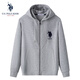 U.S. POLO ASSN.保羅衛衣男春秋長(cháng)袖T恤上衣休閑打底衫衛衣連帽外套 花灰 XL 