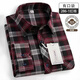 純棉男士中老年長(cháng)袖格子襯衫大碼寬松有口袋抗皺免燙爸爸長(cháng)袖襯衣 286-1紅格 3XL-43建議160-180斤