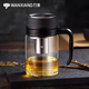萬(wàn)象（WANXIANG）萬(wàn)象雙層玻璃杯帶把手柄帶蓋男女士辦公室泡茶杯單層水杯子大容量 單層U211-皮紋黑-500ML