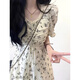 戀的碎花連衣裙夏季2024新款法式仙女公主裙衣服V領溫柔風長裙子夏天 潮流韓版圖片色 均碼（可備注碼數(shù)）