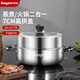拜格蒸鍋不銹鋼家用蒸饅頭饅頭蒸魚兩用煲湯煮粥燃?xì)庠铍姶艩t通用鍋具 湯蒸兩用 1層 28cm