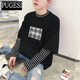 普戈斯（PUGESI）春季假兩件t恤男長袖韓版拼接黑白條紋T恤潮牌嘻哈學(xué)生斑馬線衣服 假兩件長黑色 M