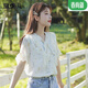 ADVSUS官方短袖雪紡上衣女夏季新款雪紡衫甜美清新v領(lǐng)時(shí)尚荷葉邊碎花襯 圖片色 XL (有里布116-125斤)