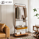 法蘭思佳中古小戶(hù)型帶鏡子可移動(dòng)落地多功能收納架掛衣架輕奢不銹鋼衣帽架 L68棕色帶鏡子