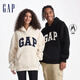 GAP男女裝刺繡字母logo仿羊羔絨連帽衛衣套頭衫609050 米色 L (175/96A) 亞洲尺碼