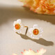 阿黛麗天然太陽石耳釘日光石寶石耳環(huán)花朵女925銀送老婆生日情人節(jié)禮物