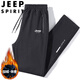 JEEP SPIRIT吉普運(yùn)動(dòng)褲男春秋季休閑中青年純色冬款寬松 黑色直筒加絨 5XL