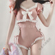 格素凡MimoiCloset新款粉色蝴蝶結純欲風(fēng)可愛(ài)日系少女連體游泳衣女夏 粉色 S (建議75-90斤)
