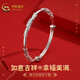 中國(guó)黃金（CHINA GOLD）足銀手鐲女繁花似錦鏤空雕刻實(shí)心活口鐲節(jié)日送情人節(jié)禮物 約30g+玫瑰禮盒 女士