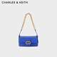 CHARLES&KEITH純色鏈條金屬扣小方包單肩包腋下包包女包生日禮物CK2-20671431 CERULEAN天藍色 S