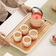 一品仟堂2024新款茶具套裝家用喝茶小套一壺四杯輕奢陶瓷泡茶壺功夫茶杯 漸變山海琥珀粉提梁壺套組