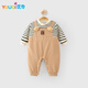 優(yōu)奇嬰幼兒背帶假兩件連體衣衣服寶寶超萌外出服爬服秋冬裝款保暖