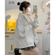 戀的春季衛衣外套春秋款女學(xué)生寬松高中初中生女生新款2025秋冬季衣服 時(shí)尚韓版淺灰色 均碼（可備注碼數）