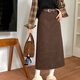 妙奕嘉半身裙秋冬季裙子女包臀裙高腰冬裙小個(gè)子a字長(cháng)裙半身裙長(cháng)款顯瘦 燈芯絨半身裙【咖色】 含腰帶 L 【建議106-115斤】
