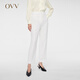 OVV2024春夏新款女裝經(jīng)典簡約基礎(chǔ)易搭半松緊腰休閑褲 本白（凈色）04 M