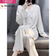 莫代爾設計感絲絨簡(jiǎn)約V領(lǐng)睡衣女春秋套裝秋冬季家居服外穿2024新款純色 白色 L 100-115斤