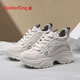 蜘蛛王內增高老爹鞋女2025秋款女鞋韓版時(shí)尚潮鞋厚底運動(dòng)休閑鞋女002P30 米-灰 單層 38 (240mm)