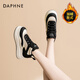 達芙妮（DAPHNE）2025冬季新款高幫鞋加絨板鞋女潮流百搭松糕底保暖加厚運動(dòng)休閑鞋 黑色(280g絨) (跟高7厘米) 38 標準碼