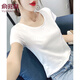 俞兆林圓領(lǐng)短袖t恤女2025夏季新款修身百搭顯瘦時尚潮流半袖打底衫上衣 白色-圓領(lǐng) XL 111-125斤