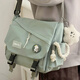 星昔ins日系原宿復古工裝斜挎包女韓國學(xué)生大容量郵差包男單肩背包潮 草綠色 中包