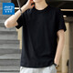 真維斯短袖t恤男士2025新款夏季薄款純棉男上衣潮流百搭休閑簡(jiǎn)約打底衫 黑色 XL 碼 135-150斤