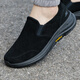 斯凱奇（Skechers）男鞋春秋款2024新款翻毛皮棉鞋一腳蹬穿脫軟底老人鞋運(yùn)動(dòng)鞋健步鞋 216104C-BBK 40