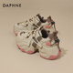 達芙妮（DAPHNE）老爹鞋女厚底增高加絨保暖女生學(xué)生ins百搭2025春季新款休閑鞋 米棕 單層 36 (230mm)