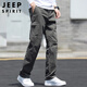 JEEP SPIRIT吉普工裝褲男春夏季直筒休閑褲子男士寬松大碼男褲 軍綠色 L