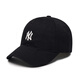 美職棒（MLB）男女復(fù)古可調(diào)節(jié)軟頂運(yùn)動棒球帽休閑遮陽鴨舌帽情侶CP77/CP66 黑色NY小標(biāo)【CP77-50BKS】 均碼