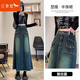 紅蜻蜓牛仔裙女半身裙2025年春季新款高腰a字裙包臀裙中長款裙子女裝 復(fù)古藍(lán) XL