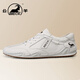 公羊男鞋冬季新款潮流休閑皮鞋男軟底輕便小白鞋防滑透氣百搭鞋子男 白色 40