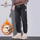 稻草人品牌男士牛仔褲秋冬季新款寬松直筒束腳褲子男哈倫褲運動(dòng)休閑褲男 黑色【款】 加絨 M 【建議90-110斤】