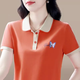 語(yǔ)縵短袖上衣T恤女夏季2025新款中年媽寬松運(yùn)動(dòng)polo衫女士翻領(lǐng)短袖t恤 9825珊瑚紅 2XL 120-130斤
