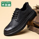 木林森（MULINSEN）工裝皮鞋男2026秋季新款商務(wù)休閑鞋系帶百搭軟底軟面德比鞋英倫風(fēng) DY-MLS62301黑色 38