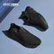 斯凱奇（Skechers）男子專業(yè)跑步鞋經(jīng)典黑色休閑網(wǎng)面鞋透氣耐磨時尚百搭運動鞋 全黑色 42