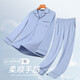 NAUTICA UNDERWEAR諾帝卡商務(wù)男士家居服純棉居家睡衣翻領(lǐng)兩件套裝男品牌正品 淺藍【100%純棉 親膚精致】 XXL