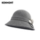 卡蒙（Kenmont）圓頂禮帽女式毛呢帽子冬季韓版時(shí)尚保暖羊毛帽歐美毛氈帽盆帽2773 深灰色 可調節(57cm)