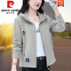 皮爾卡丹（pierre cardin）連帽德絨外套女秋冬季短款2025新款加厚保暖開衫外搭中年媽i媽裝 卡其色 XL 115-130斤