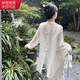 確彤襯衫外套女夏季薄款新中式國風(fēng)長(cháng)袖開(kāi)衫寬松時(shí)尚雪紡外搭 L 110至120 乳白色 后背盤(pán)口款