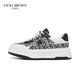 未畢（VICKI BROWN）【VB男鞋】法國品牌潮流花紋板鞋厚底時(shí)尚舒適休閑鞋新款鞋子增高 白黑 42 (260mm) 歐碼