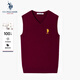U.S. POLO ASSN.背心男秋季保暖針織V領(lǐng)無(wú)袖背心馬甲男純棉內搭上衣