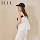 ELLE法國包包女包帆布包時(shí)尚單肩包女士帆布袋手提袋布袋輕便收納袋 ELLE-白
