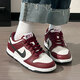 耐克（NIKE）女鞋2025秋冬季新款DUNK LOW女子運動(dòng)鞋復古板鞋低幫輕便緩震休閑 酒紅色FZ4352-600可做婚鞋 36