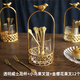 佳億廚連歐式金屬果叉籃小鳥(niǎo)輕奢甜品勺收納罐水果簽客廳下午茶蛋糕勺套裝 果叉籃+透明威士忌杯+12個(gè)櫻花叉