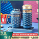 乾唐軒【官方授權】活瓷杯乾坤鎏金禮盒套裝水杯男高檔陶瓷杯子商務(wù)禮品 藍+金 高杯加隨手杯套裝